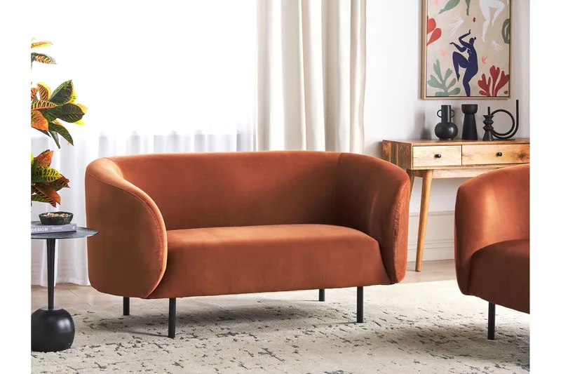 Tuka Soffa 2-sits - Svart/Orange - Möbler - Soffa - Sammetssoffa