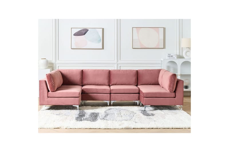 U-formad soffa Evja Rosa - Rosa - Möbler - Soffa - Soffgrupp