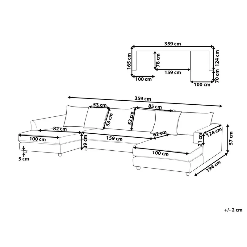U-formad soffa Lilviken - Ljusbeige, svart - Möbler - Soffa - U-soffa