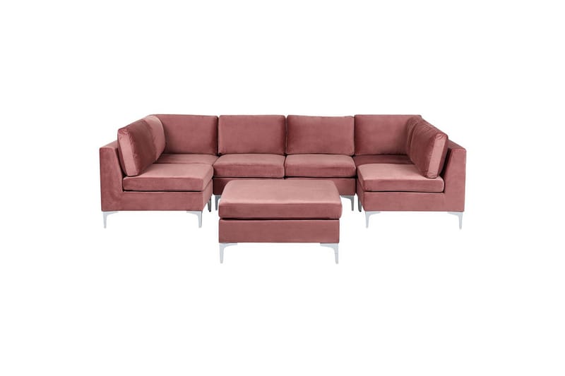 U-formad soffa med fotpall Evja Rosa - Rosa - Möbler - Soffa - Soffgrupp