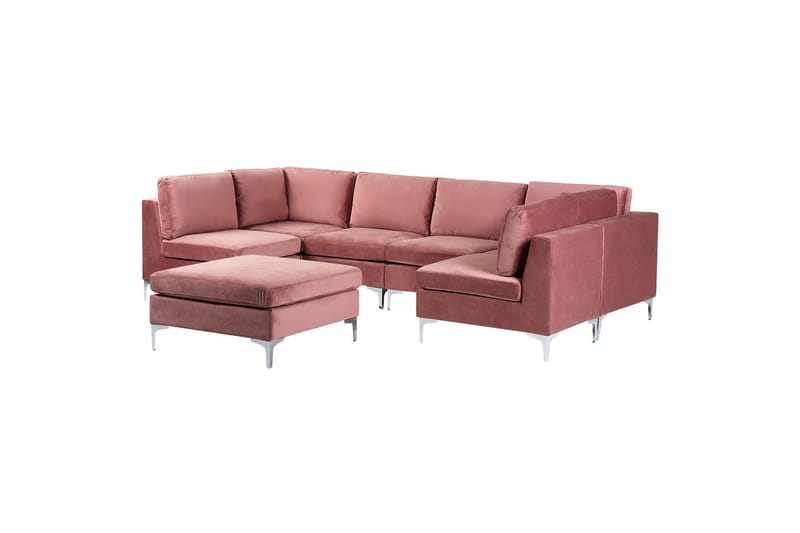 U-formad soffa med fotpall Evja Rosa - Rosa - Möbler - Soffa - Soffgrupp
