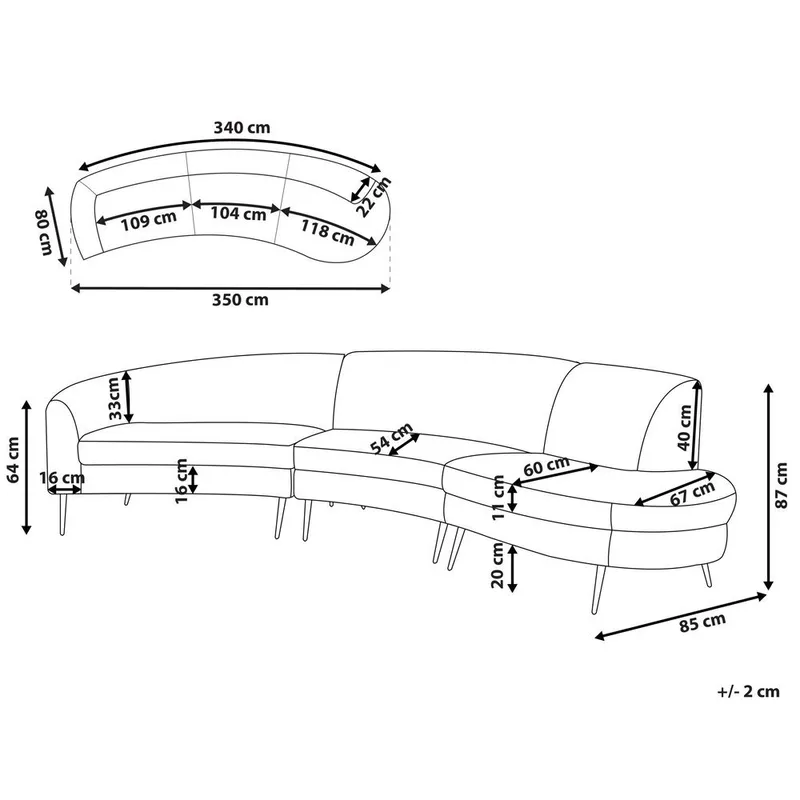 U-formad soffa Moss - Beige, guld - Möbler - Soffa - Sammetssoffa