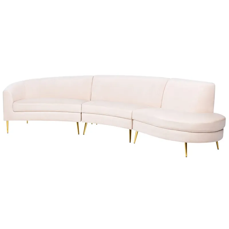 U-formad soffa Moss - Beige, guld - Möbler - Soffa - Sammetssoffa