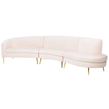 U-formad soffa Moss - Beige, guld - Möbler - Soffa - Sammetssoffa
