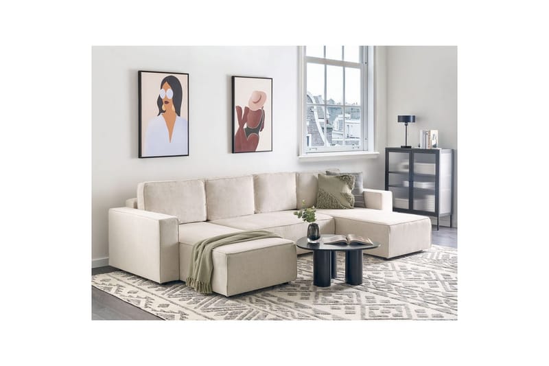 U-formad soffa Vatne Beige/svart - Beige/svart - Möbler - Soffa - Soffgrupp