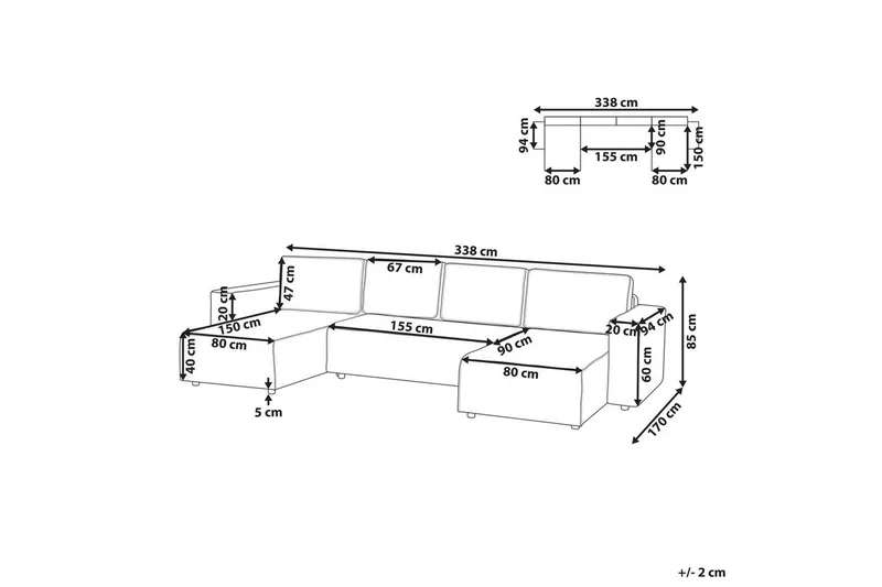 U-formad soffa Vatne Grå/svart - Grå/svart - Möbler - Soffa - Soffgrupp