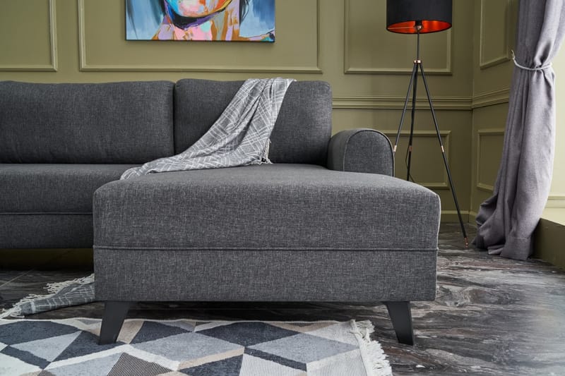 Belena U-soffa med Schäslong Vänster - Antracit/Svart - Möbler - Soffa - U-soffa