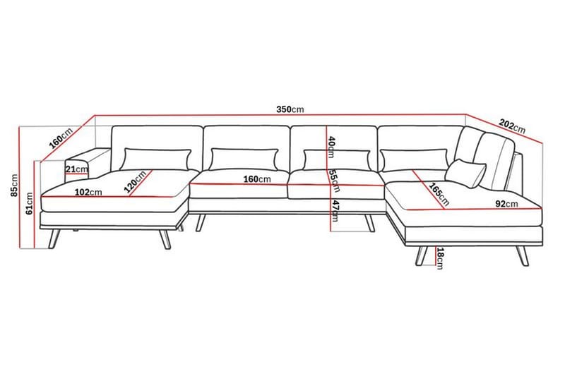 Copenhagen 5-sits Högervänd U-formad Soffa med Divan och Schäslong i Bouclé - Vit - Möbler - Soffa - U-soffa