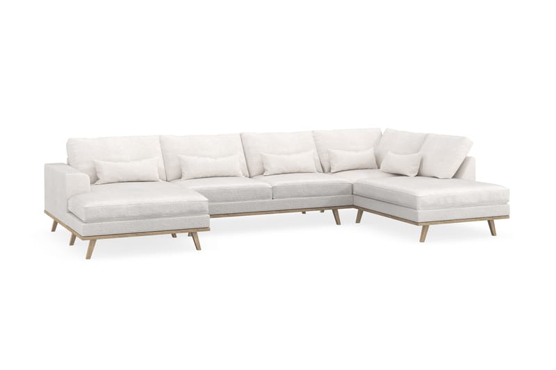 Copenhagen 5-sits Högervänd U-formad Soffa med Divan och Schäslong i Bouclé - Vit - Möbler - Soffa - U-soffa