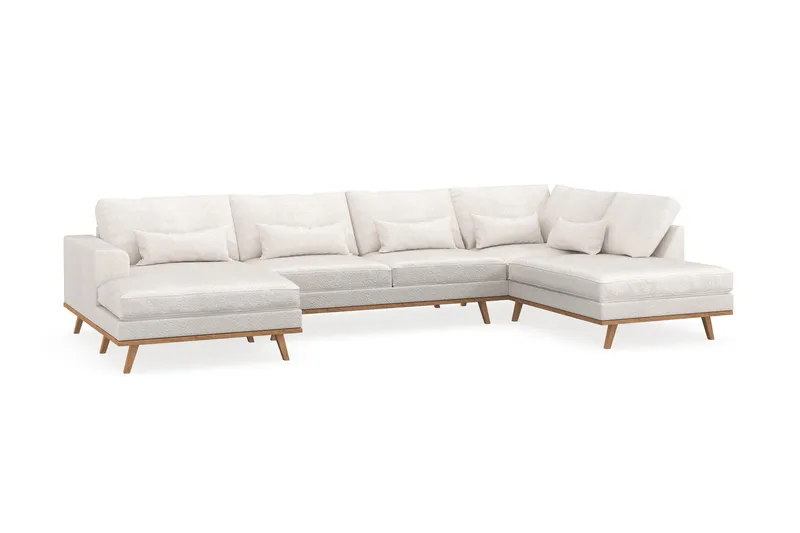 Copenhagen 5-sits Högervänd U-formad Soffa med Divan och Schäslong i Bouclé - Vit - Möbler - Soffa - U-soffa
