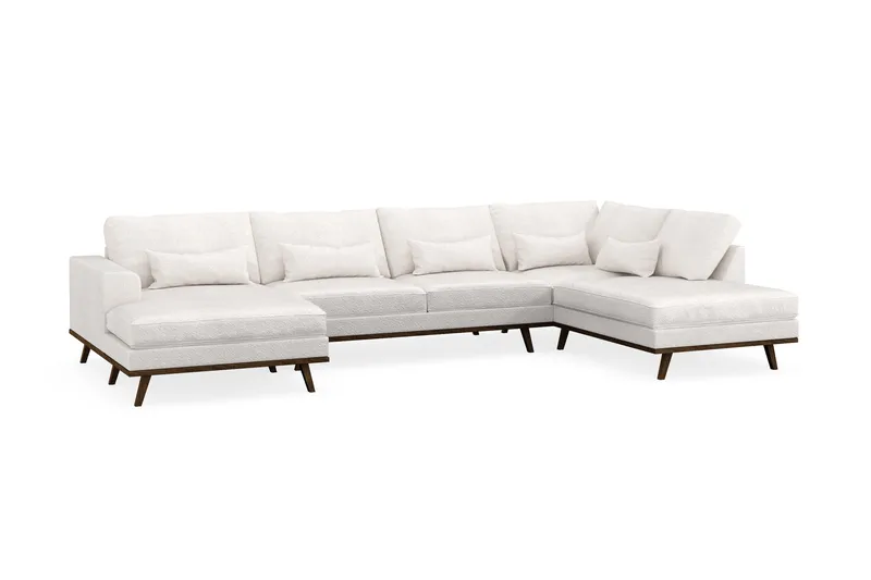 Copenhagen 5-sits Högervänd U-formad Soffa med Divan och Schäslong i Bouclé - Vit - Möbler - Soffa - U-soffa
