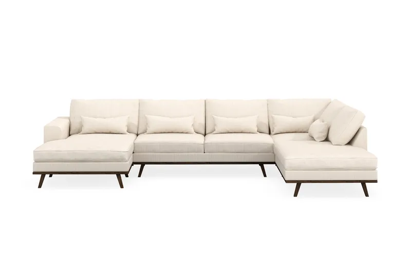 Copenhagen 5-sits Högervänd U-formad Soffa med Divan och Schäslong i Manchester - Beige - Möbler - Soffa - U-soffa
