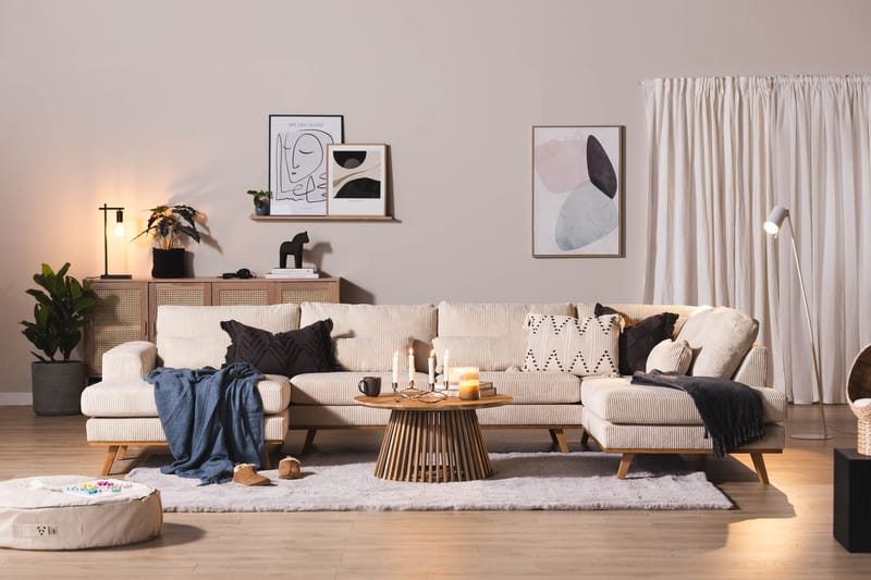 Copenhagen 5-sits Högervänd U-formad Soffa med Divan och Schäslong i Manchester - Beige - Möbler - Soffa - U-soffa