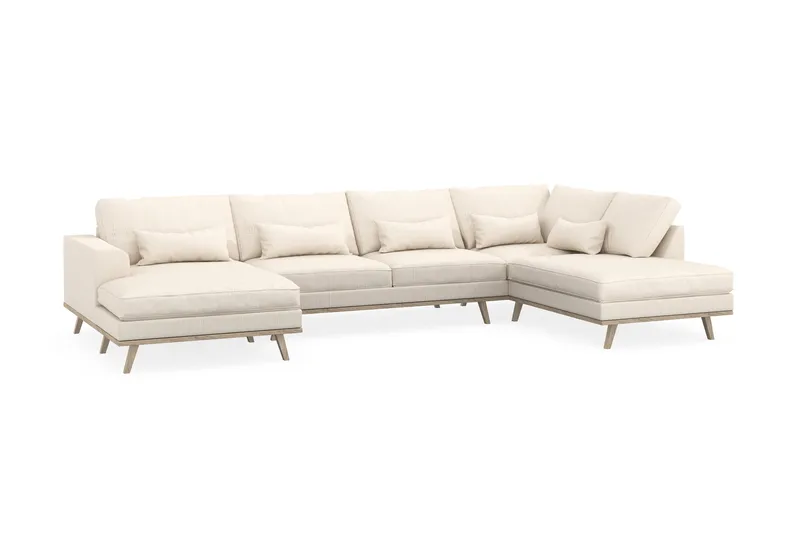 Copenhagen 5-sits Högervänd U-formad Soffa med Divan och Schäslong i Manchester - Beige - Möbler - Soffa - U-soffa