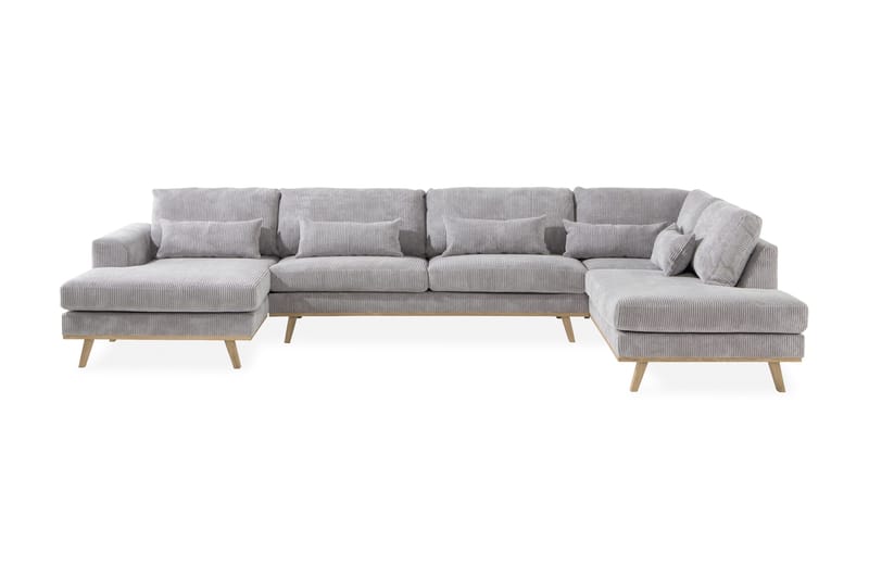 Copenhagen 5-sits Högervänd U-formad Soffa med Divan och Schäslong i Manchester - Ljusgrå - Möbler - Soffa - U-soffa