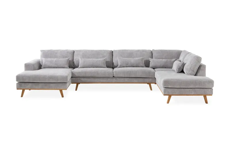 Copenhagen 5-sits Högervänd U-formad Soffa med Divan och Schäslong i Manchester - Ljusgrå - Möbler - Soffa - U-soffa