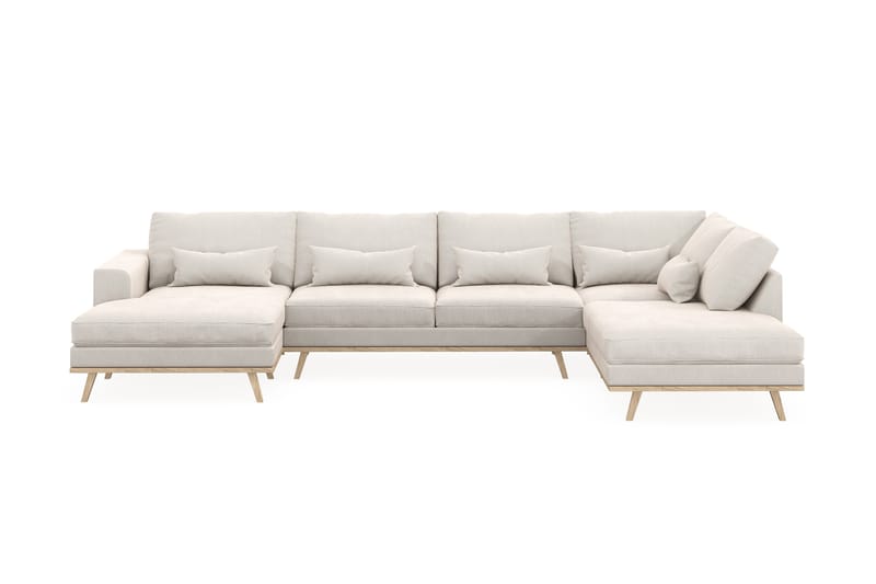 Copenhagen 5-sits Högervänd U-formad Soffa med Divan och Schäslong i Sammet - Krämvit - Möbler - Soffa - U-soffa