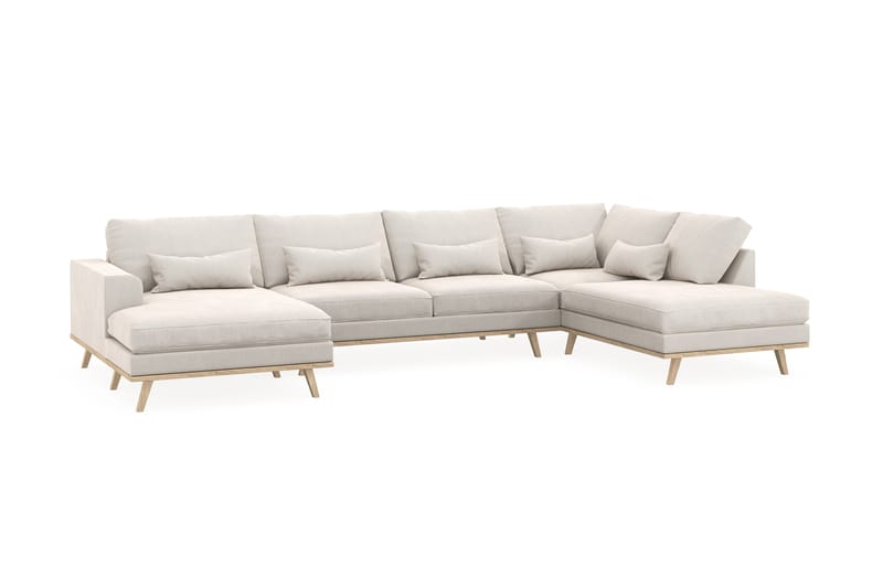 Copenhagen 5-sits Högervänd U-formad Soffa med Divan och Schäslong i Sammet - Krämvit - Möbler - Soffa - U-soffa