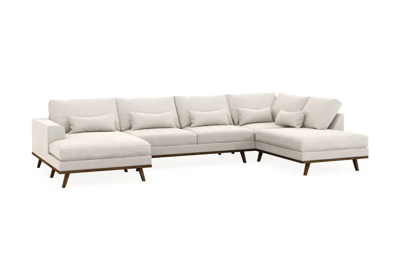 Copenhagen 5-sits Högervänd U-formad Soffa med Divan och Schäslong i Sammet - Krämvit - Möbler - Soffa - U-soffa