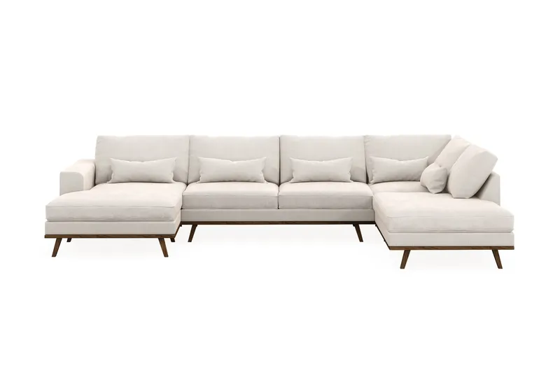 Copenhagen 5-sits Högervänd U-formad Soffa med Divan och Schäslong i Sammet - Krämvit - Möbler - Soffa - U-soffa