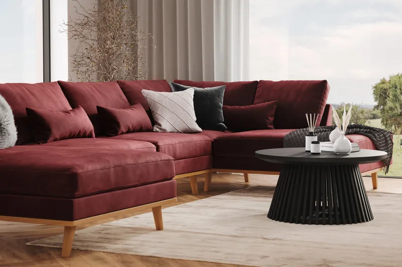 Copenhagen 5-sits Högervänd U-formad Soffa med Divan och Schäslong i Sammet - Lila - Möbler - Soffa - U-soffa