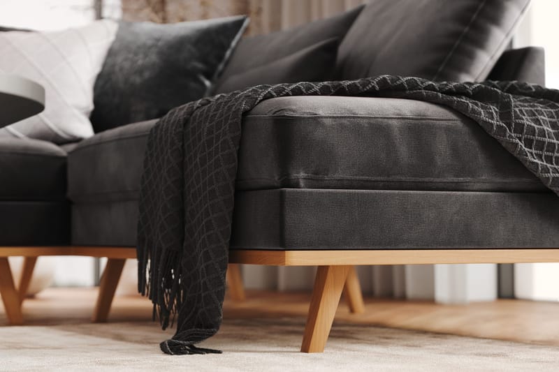 Copenhagen 5-sits Högervänd U-formad Soffa med Divan och Schäslong i Sammet - Mörkgrå - Möbler - Soffa - U-soffa