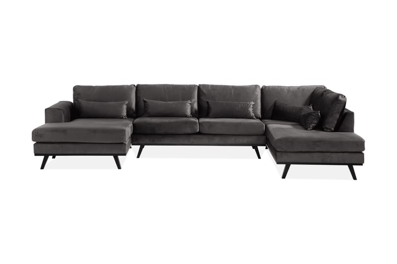 Copenhagen 5-sits Högervänd U-formad Soffa med Divan och Schäslong i Sammet - Mörkgrå - Möbler - Soffa - U-soffa