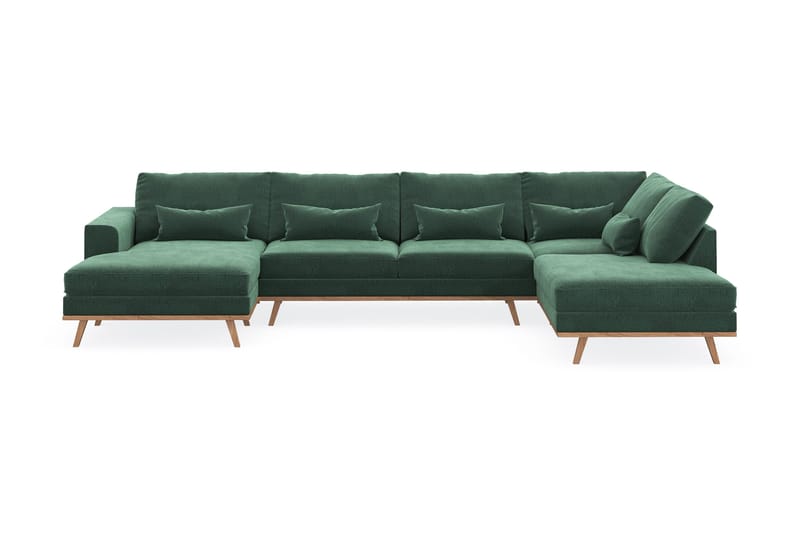Copenhagen 5-sits Högervänd U-formad Soffa med Divan och Schäslong i Sammet - Mörkgrön - Möbler - Soffa - U-soffa