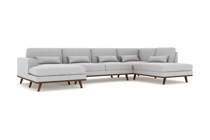 Copenhagen 5-sits Högervänd U-formad Soffa med Divan och Schäslong i Tyg - Grå - Möbler - Soffa - U-soffa