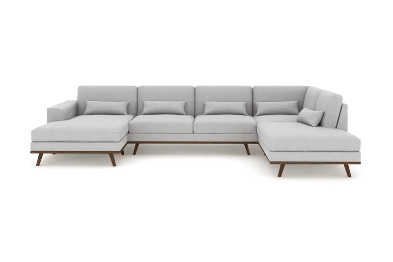 Copenhagen 5-sits Högervänd U-formad Soffa med Divan och Schäslong i Tyg - Grå - Möbler - Soffa - U-soffa