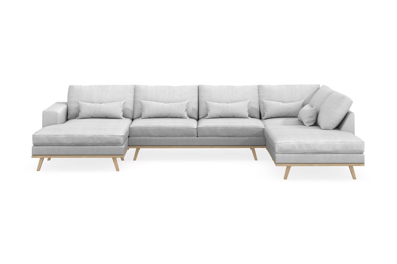 Copenhagen 5-sits Högervänd U-formad Soffa med Divan och Schäslong i Tyg - Ljusgrå - Möbler - Soffa - U-soffa