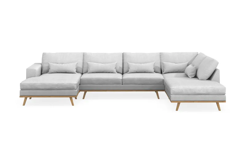 Copenhagen 5-sits Högervänd U-formad Soffa med Divan och Schäslong i Tyg - Ljusgrå - Möbler - Soffa - U-soffa