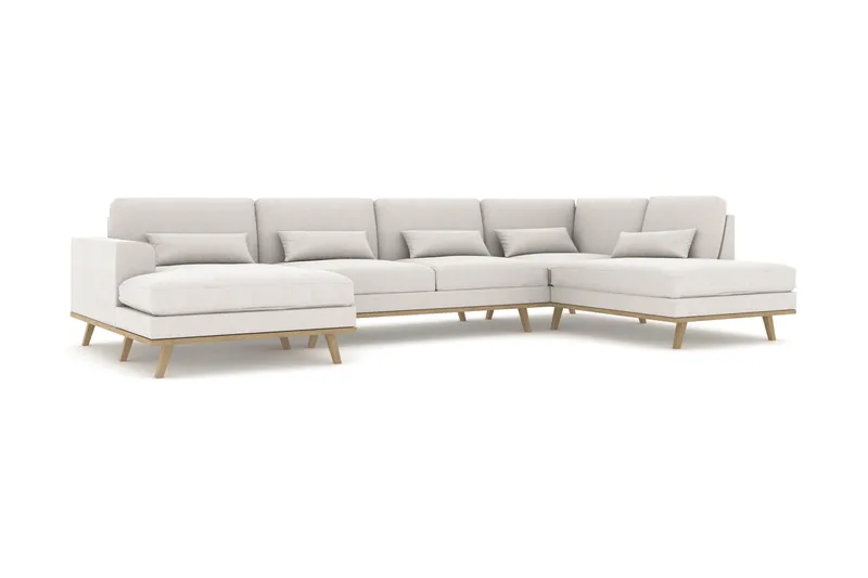 Copenhagen 5-sits Högervänd U-formad Soffa med Divan och Schäslong i Tyg - Ljusgrå - Möbler - Soffa - U-soffa