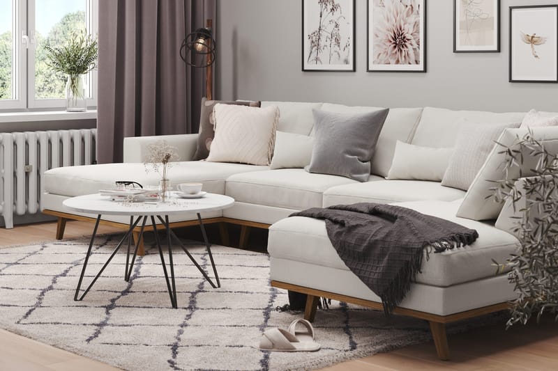 Copenhagen 5-sits Högervänd U-formad Soffa med Divan och Schäslong i Tyg - Ljusgrå - Möbler - Soffa - U-soffa