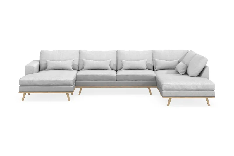 Copenhagen 5-sits Högervänd U-formad Soffa med Divan och Schäslong i Tyg - Ljusgrå - Möbler - Soffa - U-soffa