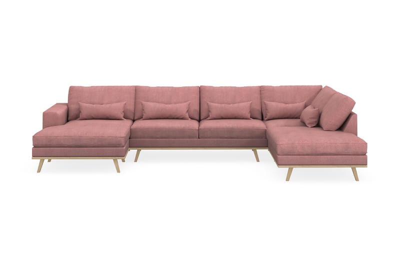 Copenhagen 5-sits Högervänd U-formad Soffa med Divan och Schäslong i Tyg - Rosa - Möbler - Soffa - U-soffa