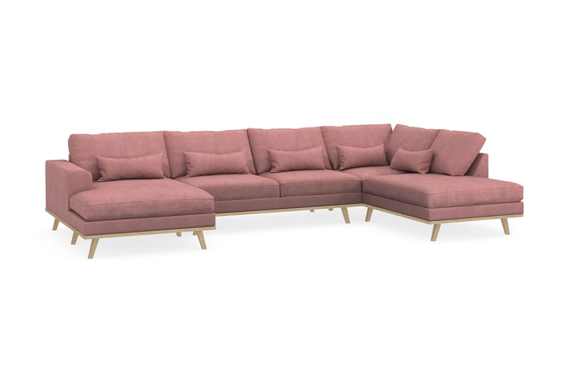 Copenhagen 5-sits Högervänd U-formad Soffa med Divan och Schäslong i Tyg - Rosa - Möbler - Soffa - U-soffa