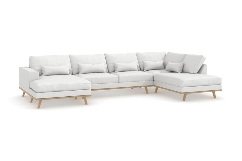 Copenhagen 5-sits Högervänd U-formad Soffa med Divan och Schäslong i Tyg - Vit - Möbler - Soffa - U-soffa