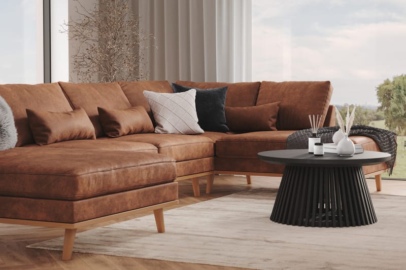 Copenhagen 5-sits Vänstervänd U-formad Large Soffa med Divan och Schäslong i Konstläder - Brun - Möbler - Soffa - U-soffa