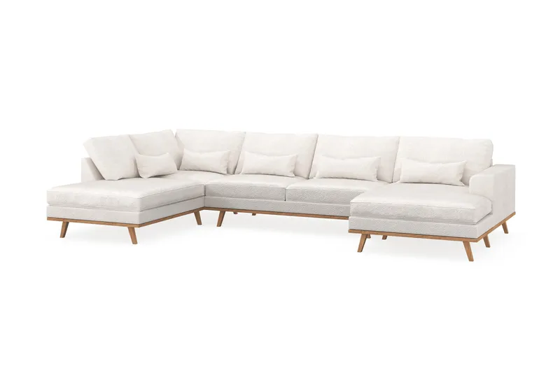 Copenhagen 5-sits Vänstervänd U-formad Soffa med Divan och Schäslong i Bouclé - Vit - Möbler - Soffa - U-soffa