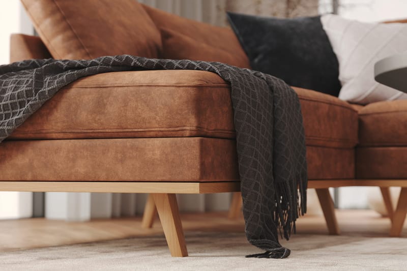 Copenhagen 5-sits Vänstervänd U-formad Soffa med Divan och Schäslong i Konstläder - Brun - Möbler - Soffa - U-soffa