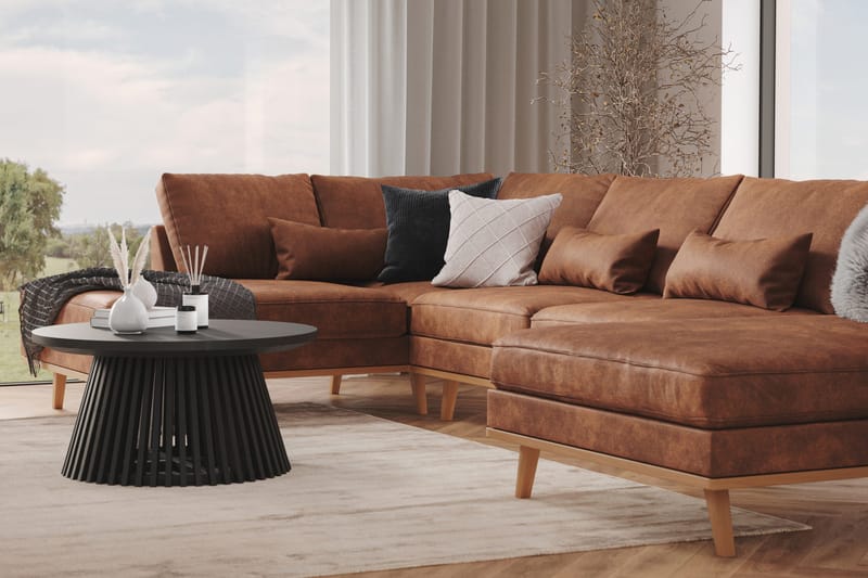 Copenhagen 5-sits Vänstervänd U-formad Soffa med Divan och Schäslong i Konstläder - Brun - Möbler - Soffa - U-soffa