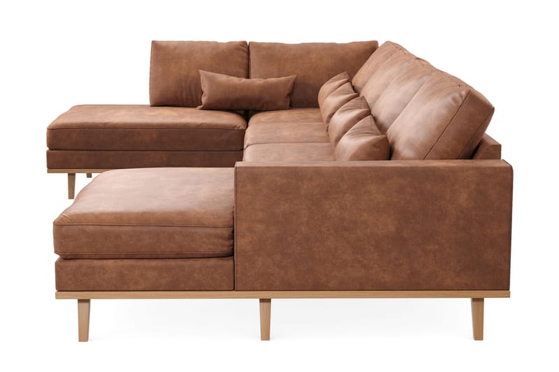 Copenhagen 5-sits Vänstervänd U-formad Soffa med Divan och Schäslong i Konstläder - Brun - Möbler - Soffa - U-soffa