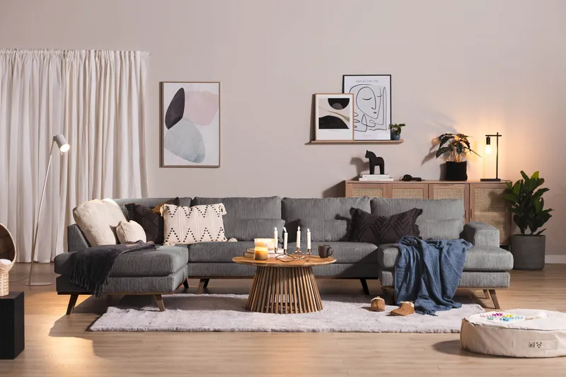 Copenhagen 5-sits Vänstervänd U-formad Soffa med Divan och Schäslong i Manchester - Mörkgrå - Möbler - Soffa - U-soffa