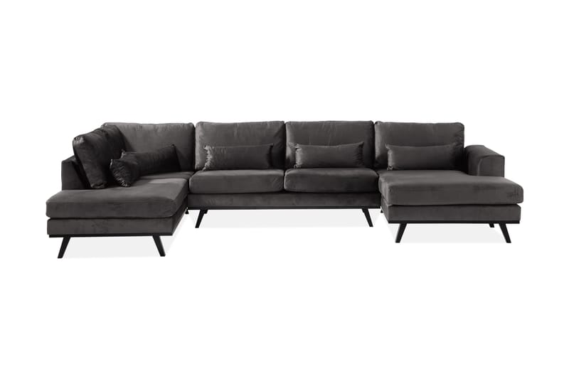 Copenhagen 5-sits Vänstervänd U-formad Soffa med Divan och Schäslong i Sammet - Mörkgrå - Möbler - Soffa - U-soffa
