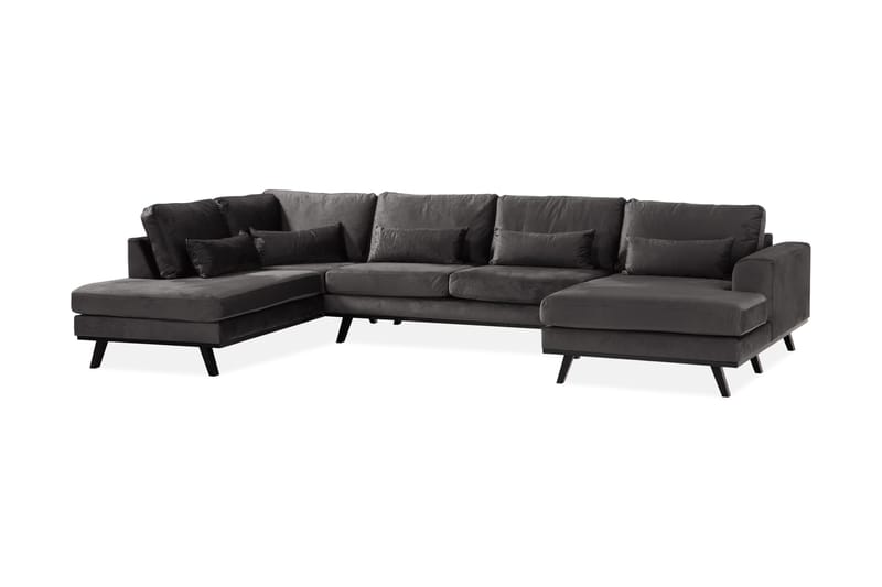 Copenhagen 5-sits Vänstervänd U-formad Soffa med Divan och Schäslong i Sammet - Mörkgrå - Möbler - Soffa - U-soffa