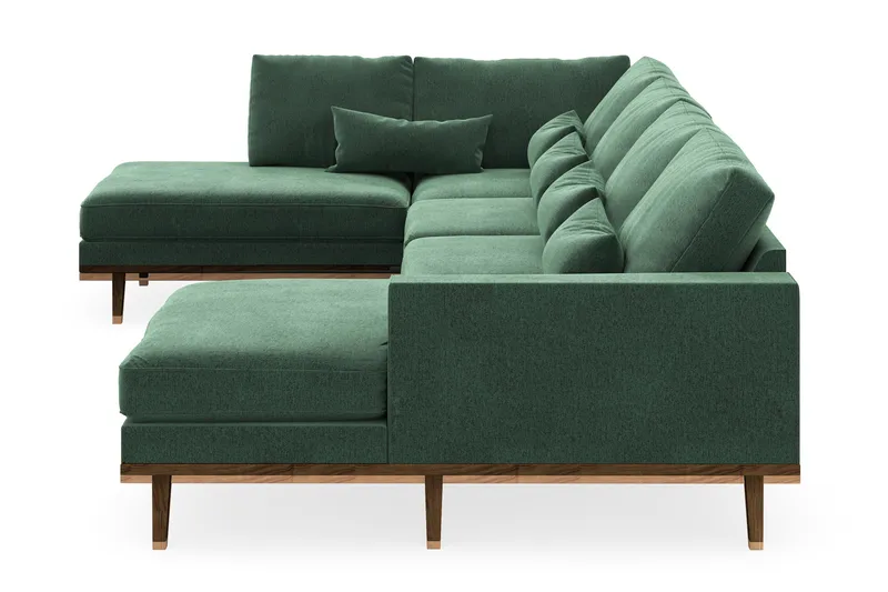 Copenhagen 5-sits Vänstervänd U-formad Soffa med Divan och Schäslong i Sammet - Mörkgrön - Möbler - Soffa - U-soffa