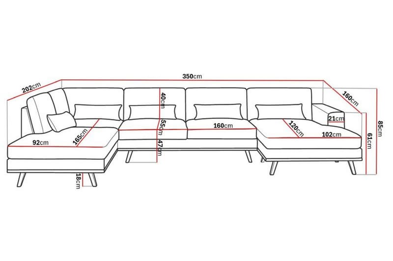 Copenhagen 5-sits Vänstervänd U-formad Soffa med Divan och Schäslong i Tyg - Beige - Möbler - Soffa - U-soffa