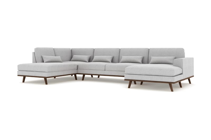 Copenhagen 5-sits Vänstervänd U-formad Soffa med Divan och Schäslong i Tyg - Grå - Möbler - Soffa - U-soffa