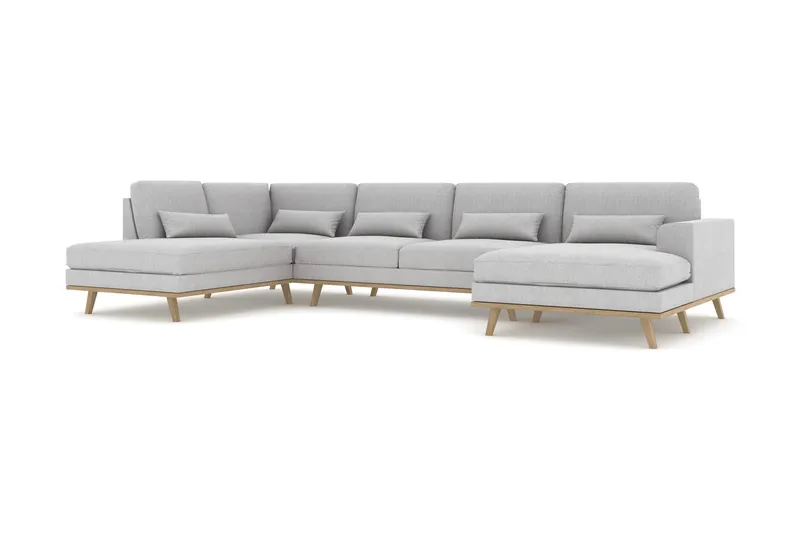 Copenhagen 5-sits Vänstervänd U-formad Soffa med Divan och Schäslong i Tyg - Grå - Möbler - Soffa - U-soffa